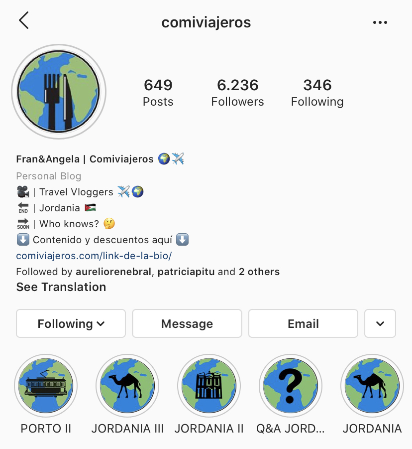 Perfil de Instagram de Comiviajeros