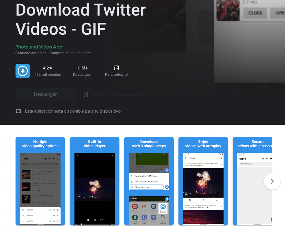 App para descargar vídeos de Twitter