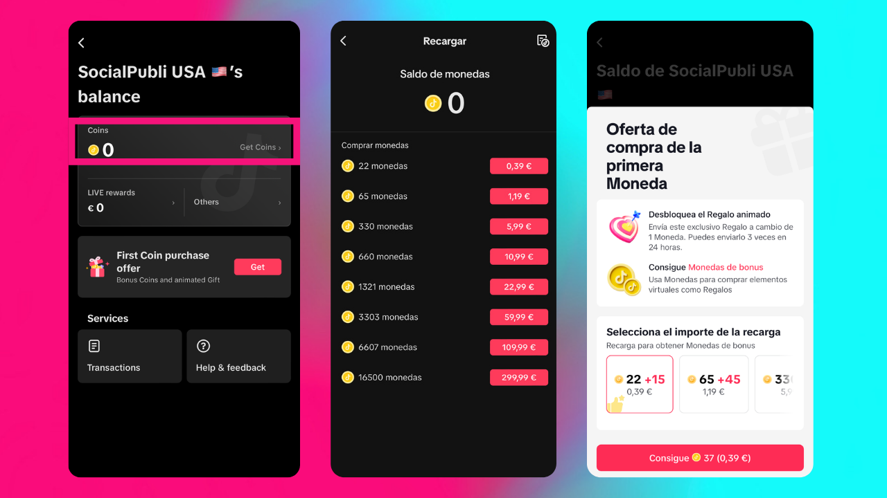 How to buy coins on TikTok SocialPubli