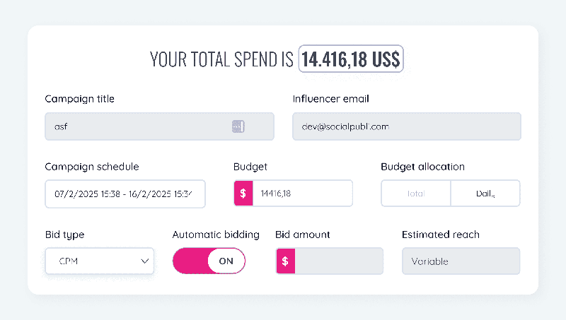 Configurazione di una campagna Boost: budget, calendario, tipo di offerta e copertura stimata